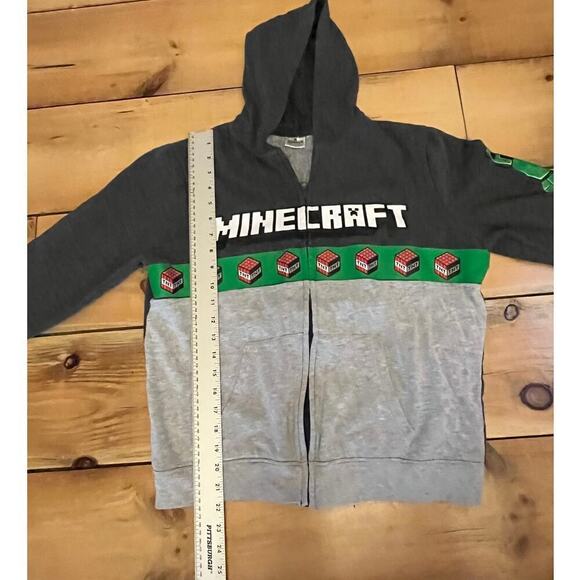 Minecraft Boys Full Zip Hooded Sweatshirt/jacket. Fleece lined. Logo. Grey. - Picture 6 of 7